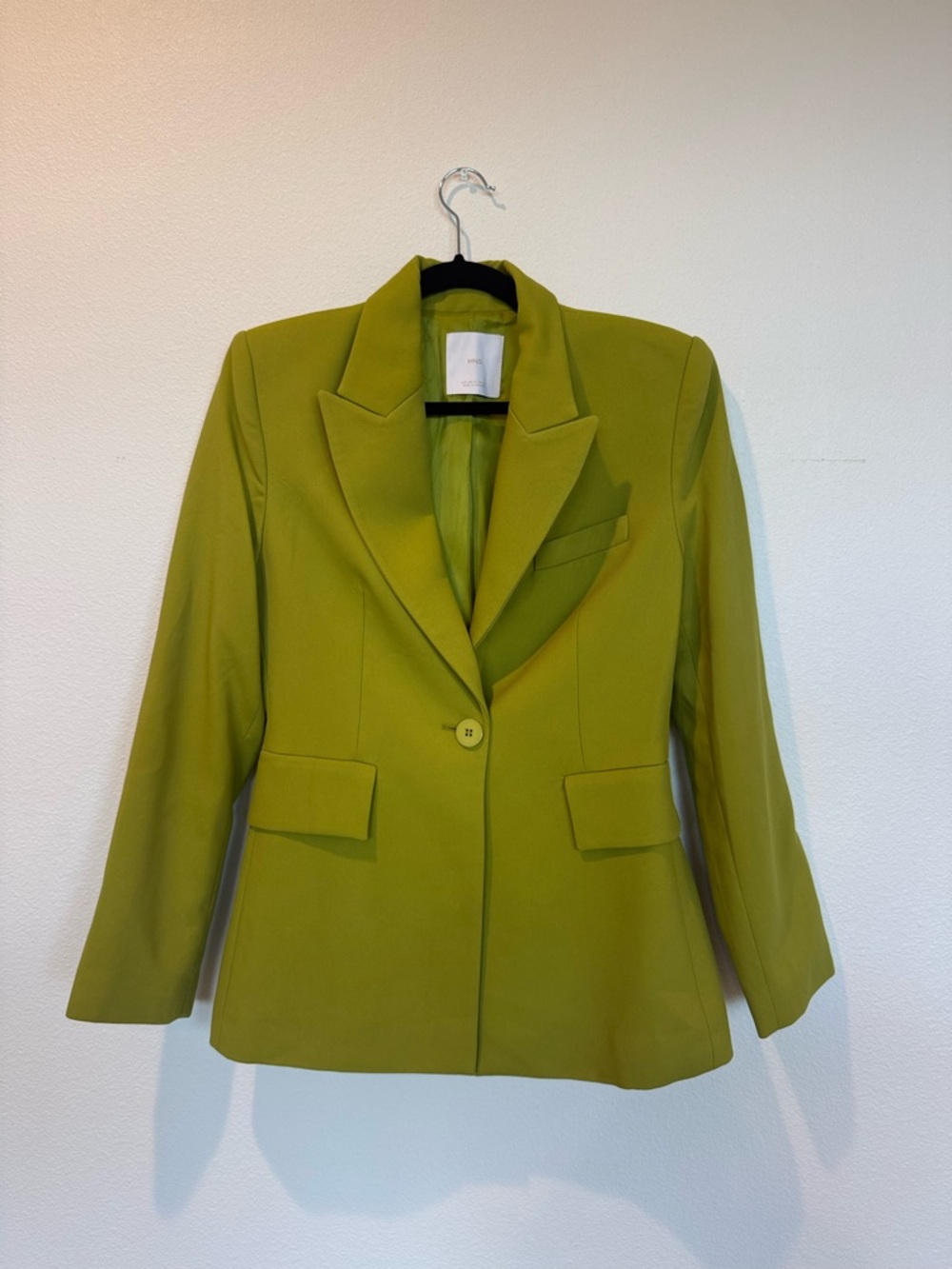 Mango Lime Green Single-Button Blazer